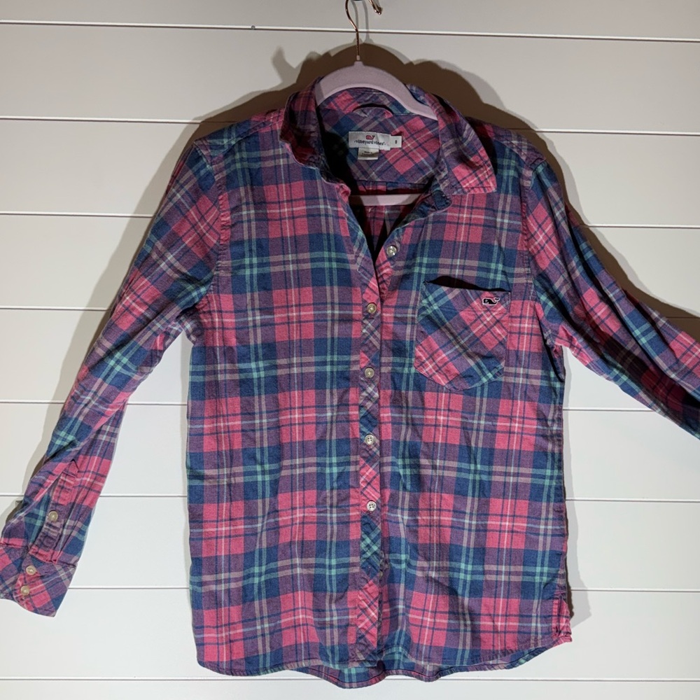 Vineyard Vines Pink and Blue Plaid Shirt